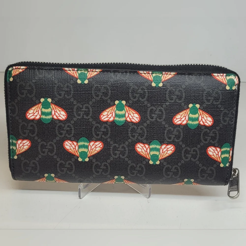 SOLD!!!Gucci Bestiary Black GG Coated Canvas Bee Wallet - Picture 5 of 11